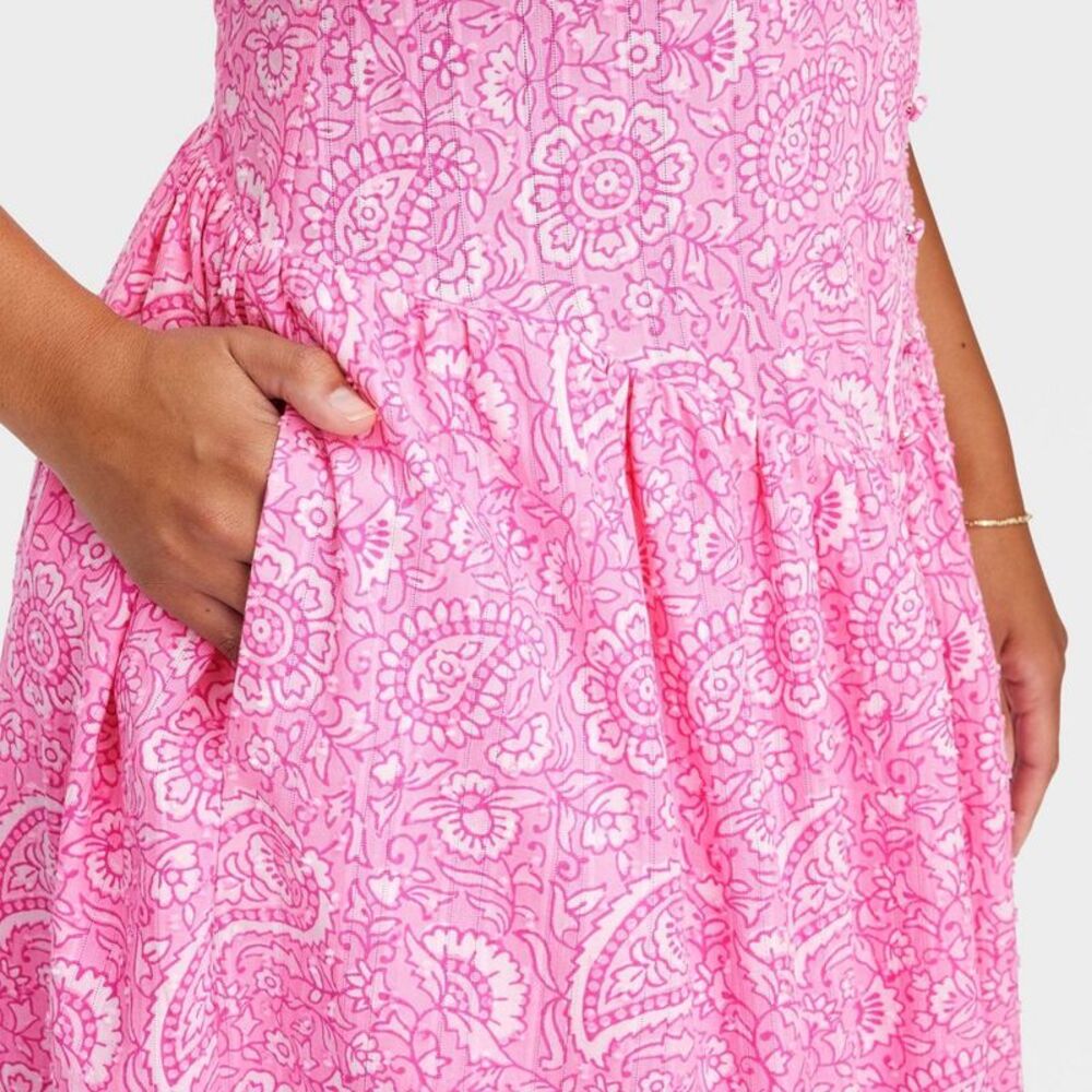 Roller Rabbit - Women's Paisley Floral Drop Waist Midi A-Line Dres Pink - Picture 4 of 4